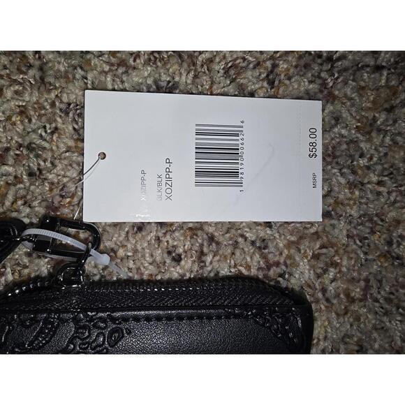 Betsey Johnson Black‎ Zip-Around Wallet with Embossed Design - Picture 7 of 10